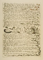 "Rainha das águas de Ethinthus ...", placa 16 de "Europa. A Prophecy &39;, 1794 (gravura em relevo impressa em marrom escuro com wc e óleo sobre papel)
